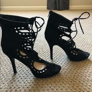 Black lace up heels